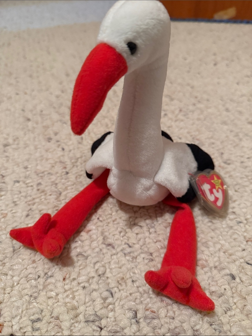 Ty Plush Stork Bird in White and Red